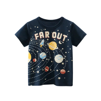 Kids Cotton Short Sleeve T-Shirt | Korean Style Cartoon Tee for Boys (2T–9Y) - Babytopia32