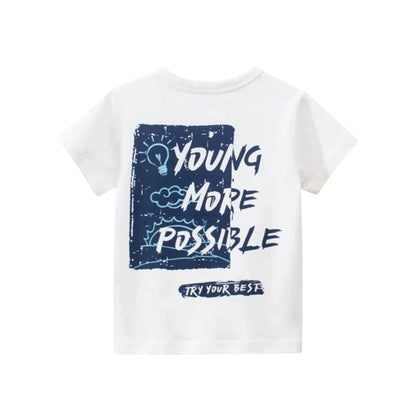 Kids Cotton Short Sleeve T-Shirt | Korean Style Cartoon Tee for Boys (2T–9Y) - Babytopia32