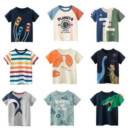 Kids Cotton Short Sleeve T-Shirt | Korean Style Cartoon Tee for Boys (2T–9Y) - Babytopia32
