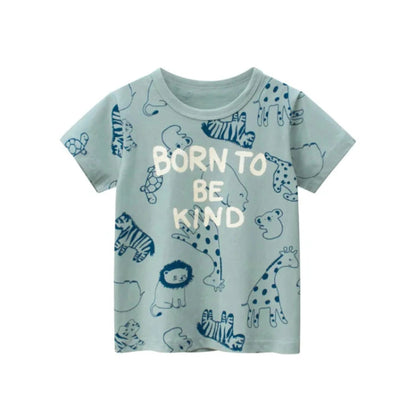 Kids Cotton Short Sleeve T-Shirt | Korean Style Cartoon Tee for Boys (2T–9Y) - Babytopia32