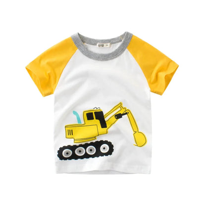 Kids Cotton Short Sleeve T-Shirt | Korean Style Cartoon Tee for Boys (2T–9Y) - Babytopia32