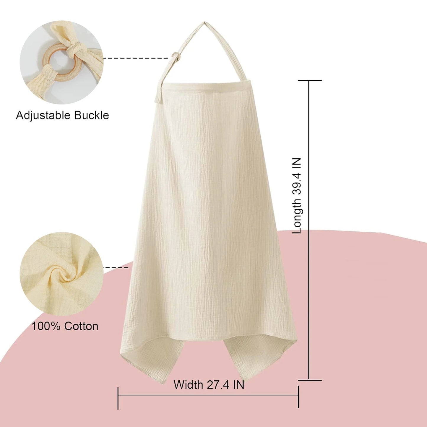 Muslin Nursing Cover with Arch Neckline — Breathable Breastfeeding Apron for Moms - Babytopia32