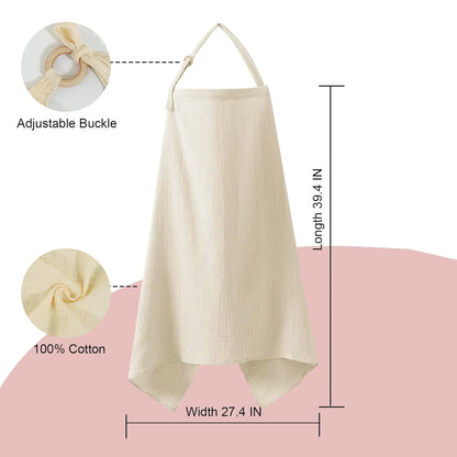 Muslin Nursing Cover with Arch Neckline — Breathable Breastfeeding Apron for Moms - Babytopia32