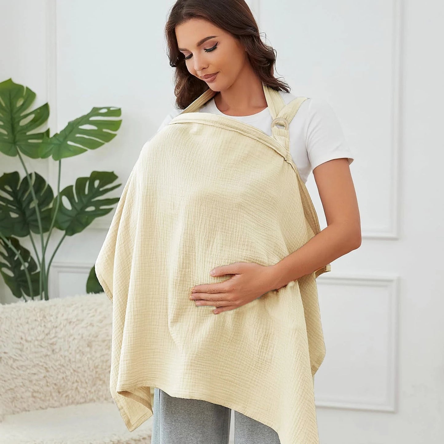 Muslin Nursing Cover with Arch Neckline — Breathable Breastfeeding Apron for Moms - Babytopia32