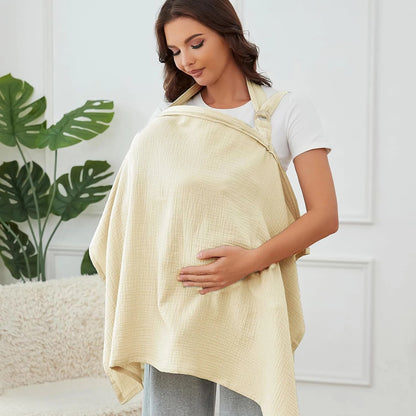 Muslin Nursing Cover with Arch Neckline — Breathable Breastfeeding Apron for Moms - Babytopia32