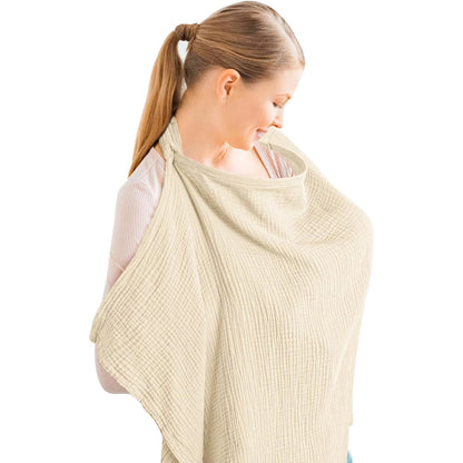 Muslin Nursing Cover with Arch Neckline — Breathable Breastfeeding Apron for Moms - Babytopia32