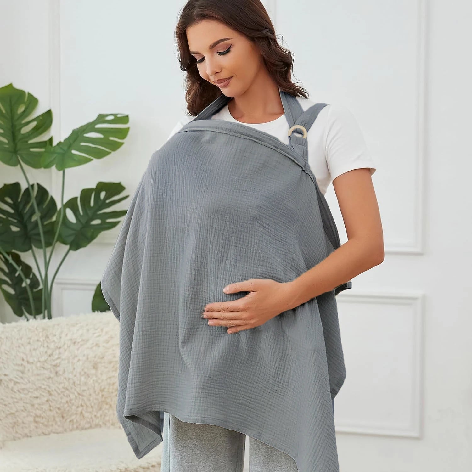 Muslin Nursing Cover with Arch Neckline — Breathable Breastfeeding Apron for Moms - Babytopia32