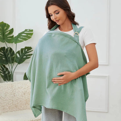 Muslin Nursing Cover with Arch Neckline — Breathable Breastfeeding Apron for Moms - Babytopia32