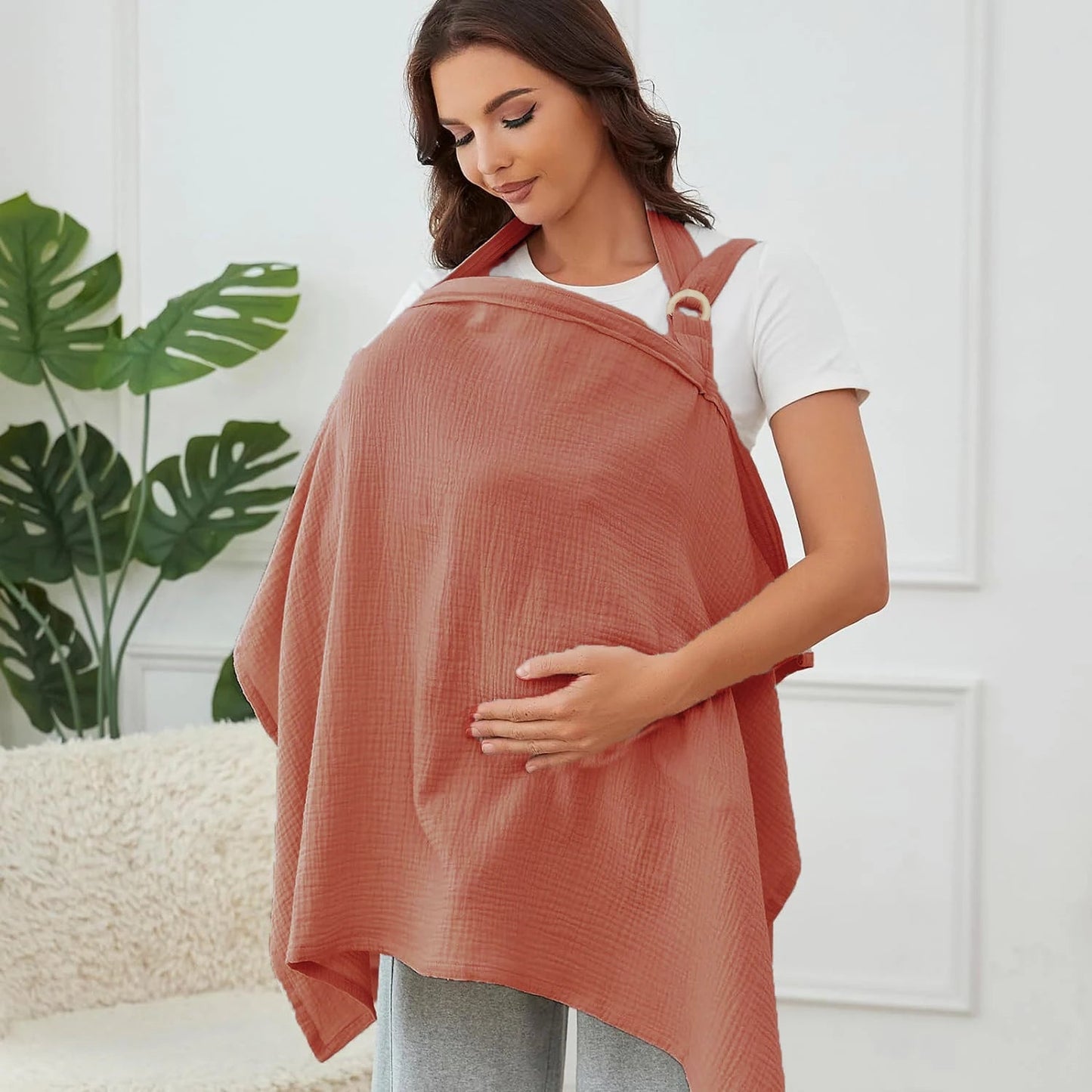 Muslin Nursing Cover with Arch Neckline — Breathable Breastfeeding Apron for Moms - Babytopia32