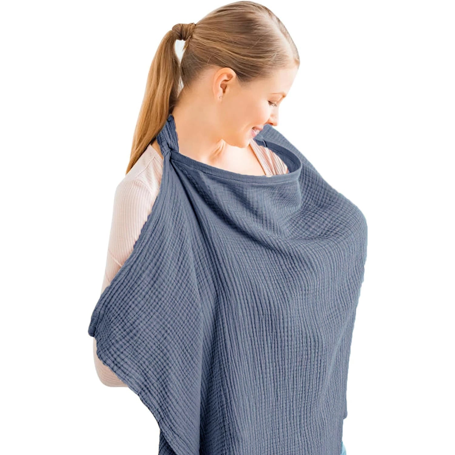 Muslin Nursing Cover with Arch Neckline — Breathable Breastfeeding Apron for Moms - Babytopia32