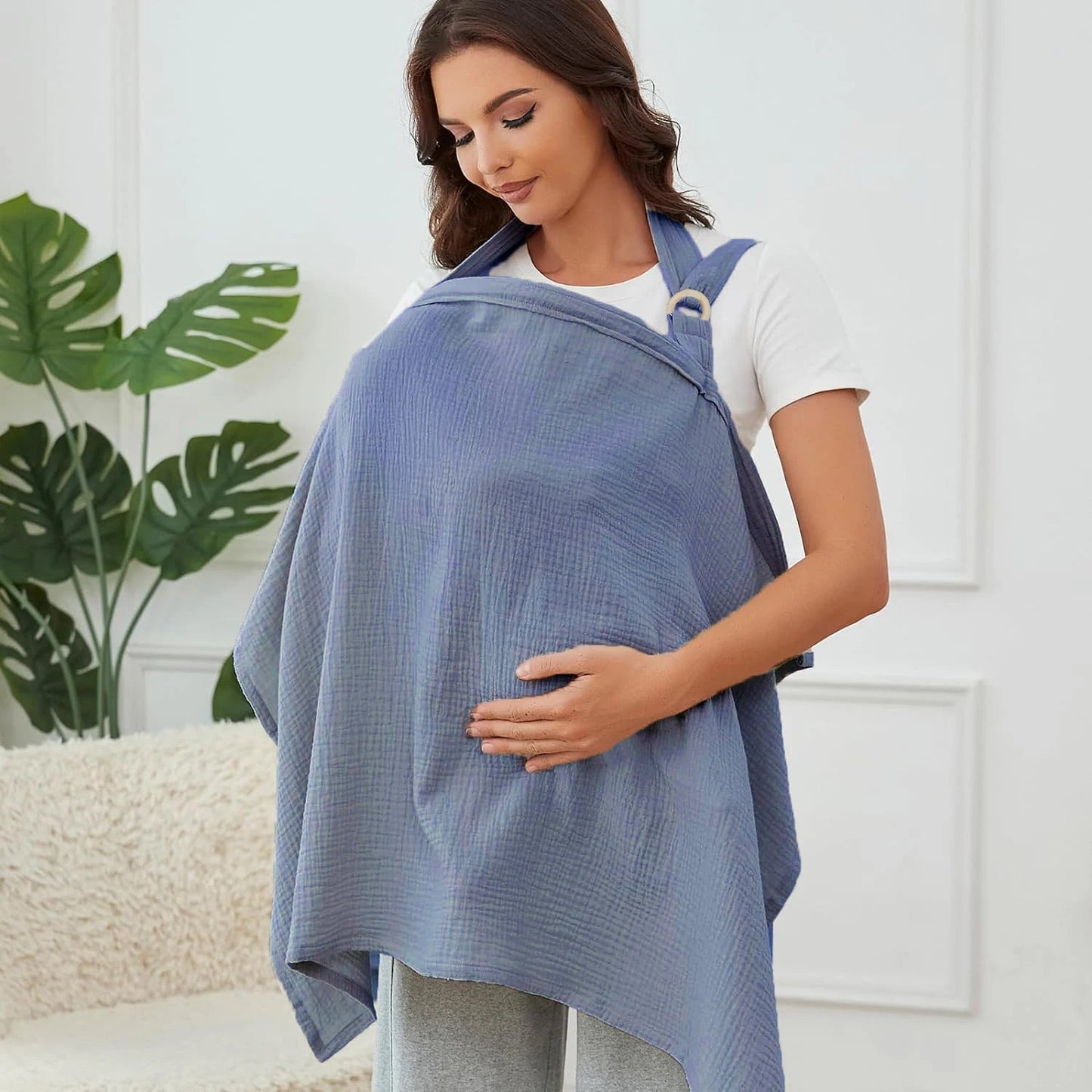 Muslin Nursing Cover with Arch Neckline — Breathable Breastfeeding Apron for Moms - Babytopia32