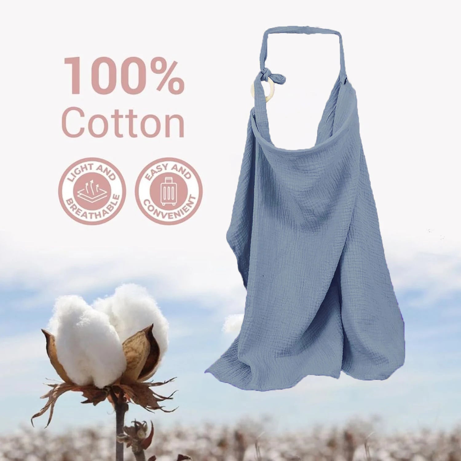 Muslin Nursing Cover with Arch Neckline — Breathable Breastfeeding Apron for Moms - Babytopia32