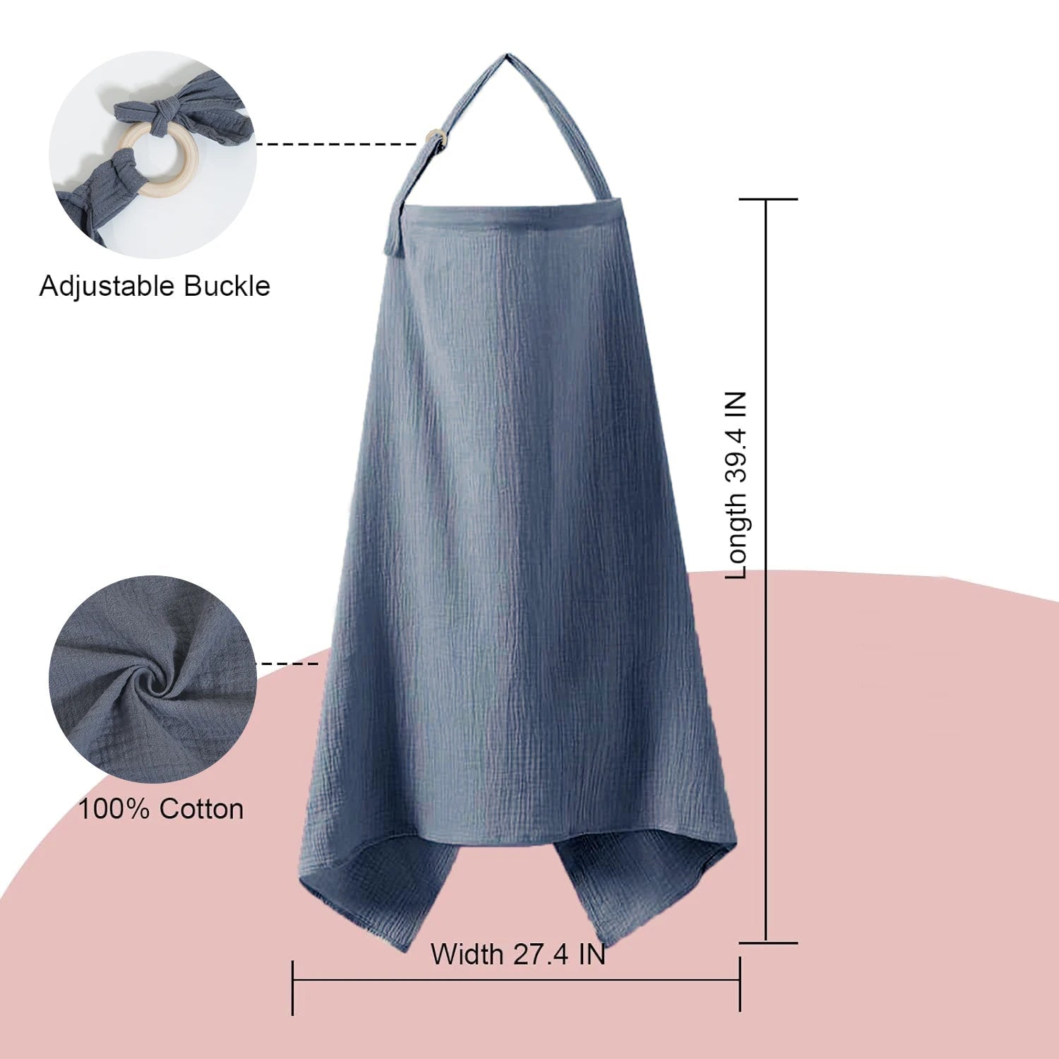 Muslin Nursing Cover with Arch Neckline — Breathable Breastfeeding Apron for Moms - Babytopia32
