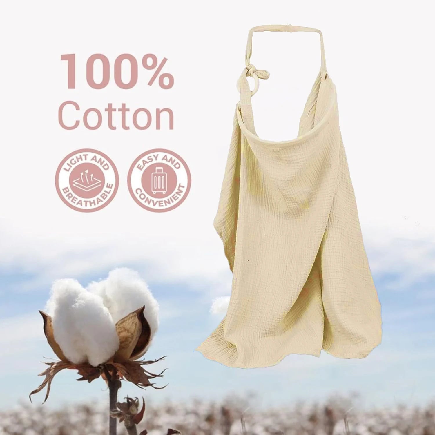 Muslin Nursing Cover with Arch Neckline — Breathable Breastfeeding Apron for Moms - Babytopia32