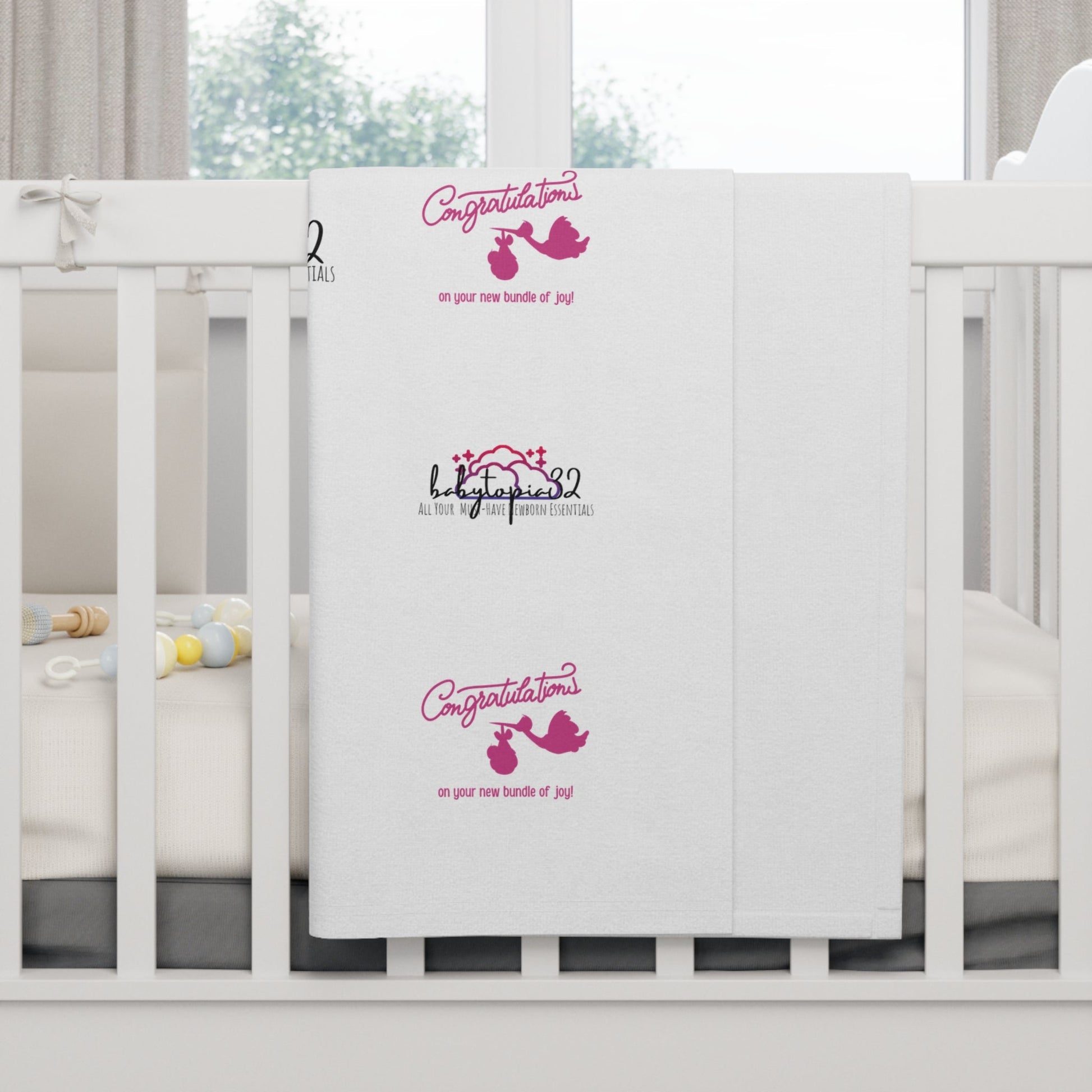 New Baby Girl Pink Congratulations Blanket — 30×40" Soft Fleece Newborn Gift - Babytopia32