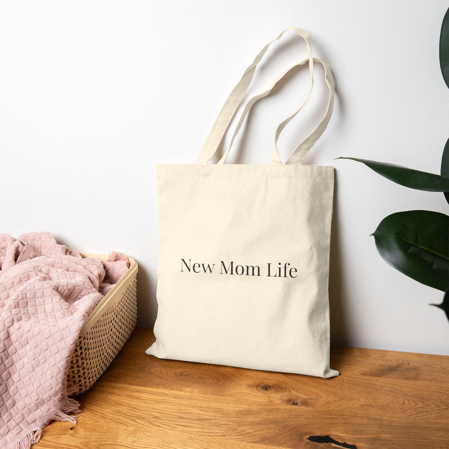 New Mom Life Tote bag | Cotton Canvas Mom Tote, Baby Essentials Shopper - Babytopia32