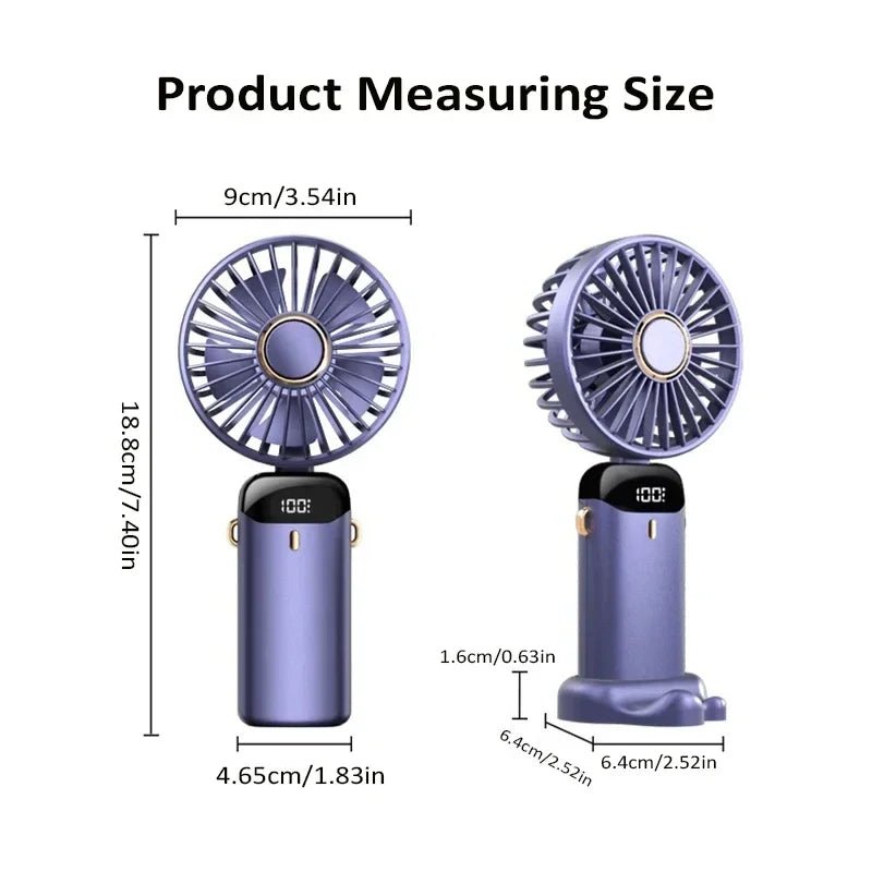 OIMG Foldable Neck Fan – 3-in-1 Handheld, Neck & Desktop USB Rechargeable Fan with LED Display - Babytopia32