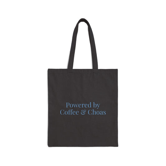 Powered by Coffee and Chaos Tote Bag | Minimalist Coffee Quote - Babytopia32