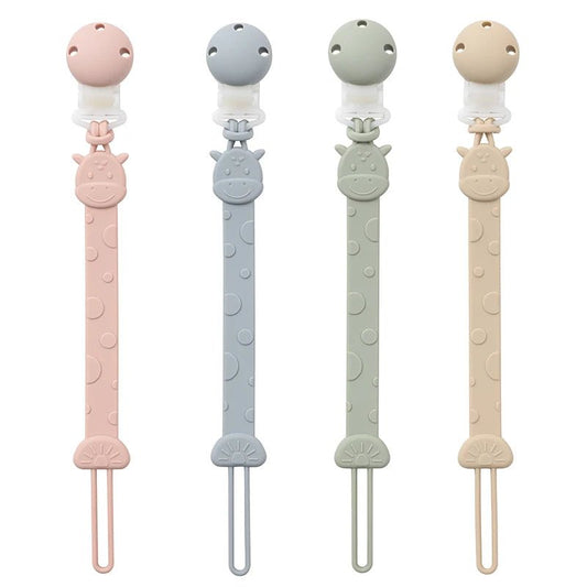 Silicone Pacifier Clips — BPA Free One-Piece Holder for Baby Boys & Girls | Giraffe & Dinosaur Designs - Babytopia32