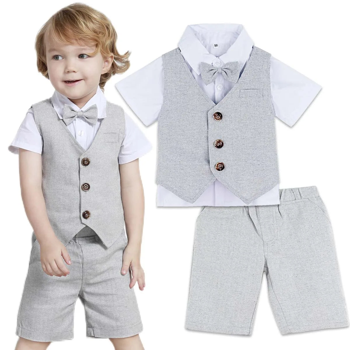 Toddler Boy 3-Piece Formal Suit Set – Wedding, Birthday & Party Outfit (12M–6Y) - Babytopia32