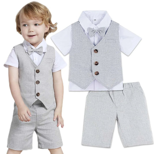 Toddler Boy 3-Piece Formal Suit Set – Wedding, Birthday & Party Outfit (12M–6Y) - Babytopia32