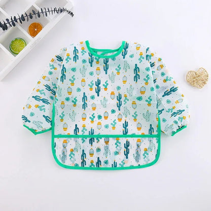 Waterproof Long Sleeve Baby Art Smock & Feeding Bib Apron — Cute Toddler Bib for Eating & Painting | Ages 0–6 - Babytopia32