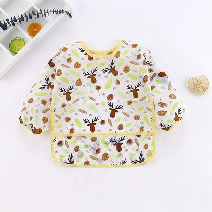 Waterproof Long Sleeve Baby Art Smock & Feeding Bib Apron — Cute Toddler Bib for Eating & Painting | Ages 0–6 - Babytopia32