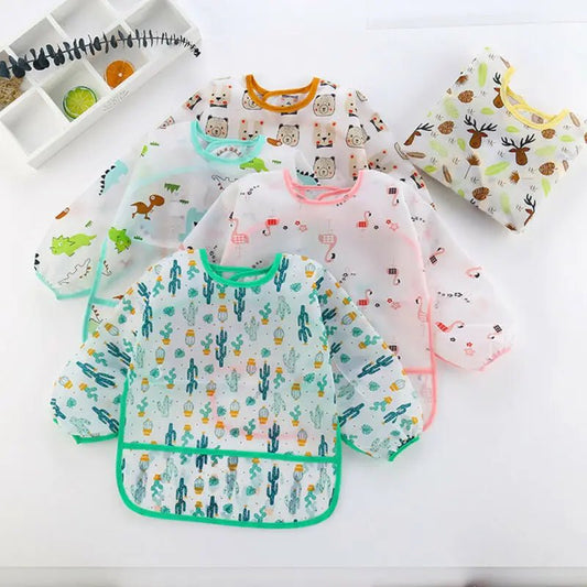 Waterproof Long Sleeve Baby Art Smock & Feeding Bib Apron — Cute Toddler Bib for Eating & Painting | Ages 0–6 - Babytopia32
