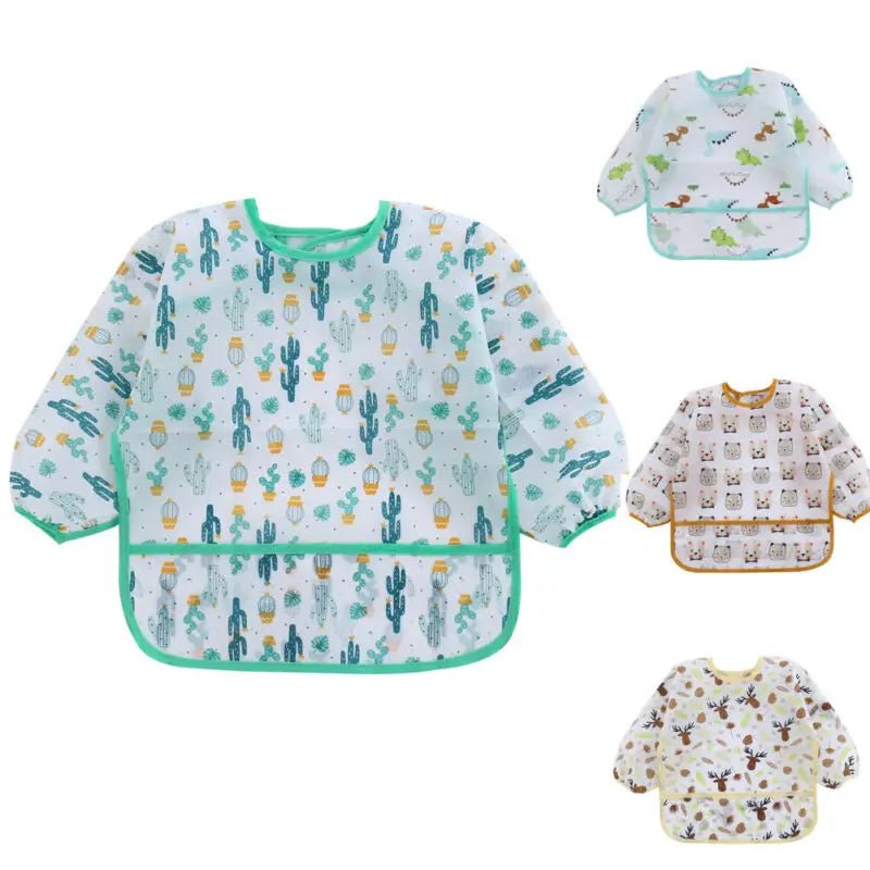 Waterproof Long Sleeve Baby Art Smock & Feeding Bib Apron — Cute Toddler Bib for Eating & Painting | Ages 0–6 - Babytopia32