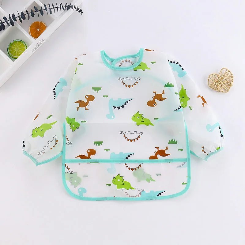 Waterproof Long Sleeve Baby Art Smock & Feeding Bib Apron — Cute Toddler Bib for Eating & Painting | Ages 0–6 - Babytopia32