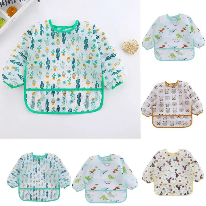 Waterproof Long Sleeve Baby Art Smock & Feeding Bib Apron — Cute Toddler Bib for Eating & Painting | Ages 0–6 - Babytopia32