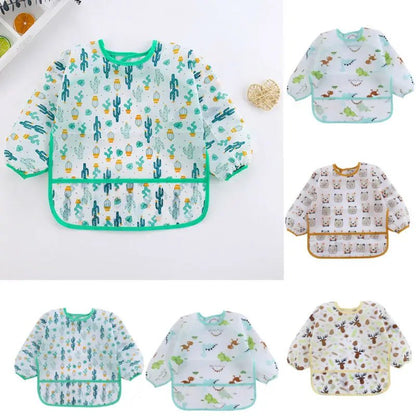 Waterproof Long Sleeve Baby Art Smock & Feeding Bib Apron — Cute Toddler Bib for Eating & Painting | Ages 0–6 - Babytopia32
