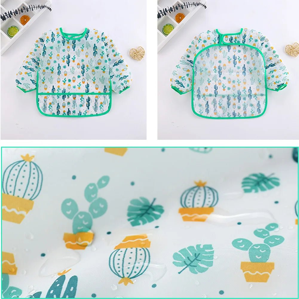 Waterproof Long Sleeve Baby Art Smock & Feeding Bib Apron — Cute Toddler Bib for Eating & Painting | Ages 0–6 - Babytopia32