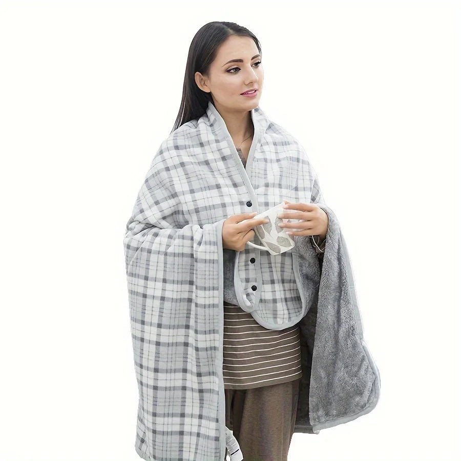 Wearable Shawl Blanket — Cozy Flannel Wrap for Home, Office & Nursing - Babytopia32