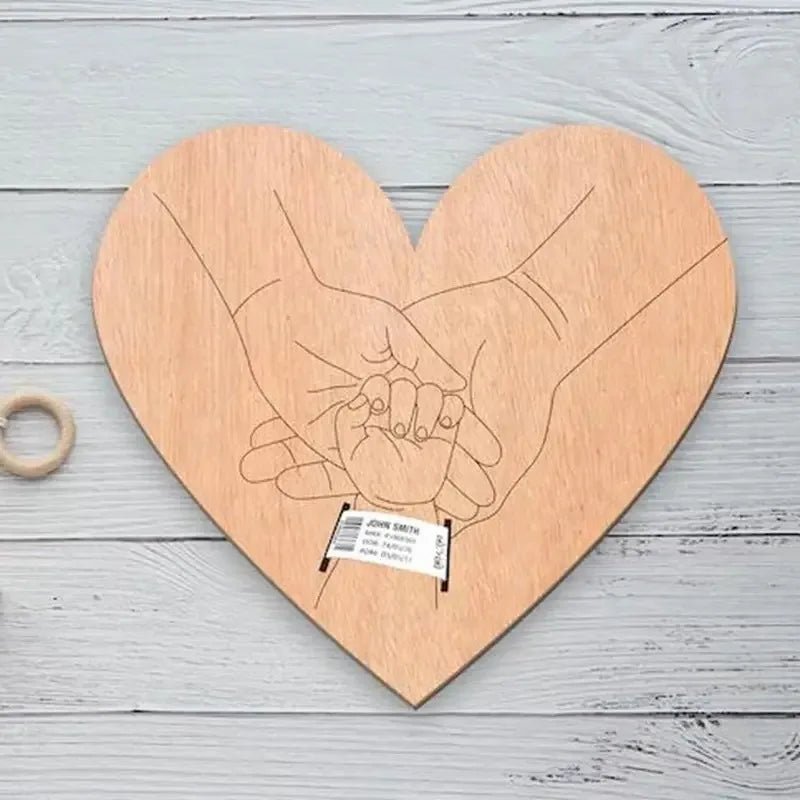 Wooden Newborn Birth Keepsake Plaque – Hello World Sign & Hospital Bracelet Holder for Baby Photos - Babytopia32