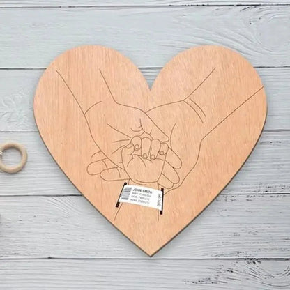 Wooden Newborn Birth Keepsake Plaque – Hello World Sign & Hospital Bracelet Holder for Baby Photos - Babytopia32
